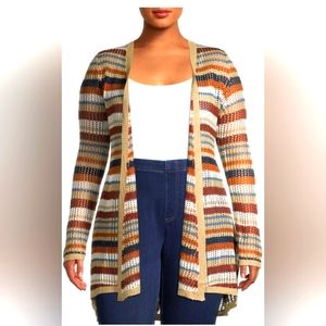No Boundaries Juniors' Plus Striped Cardigan